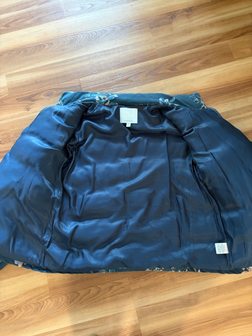 Anthropologie Ett:Twa Floral Blue Puffer Jacket Thick Zip Up - Picture 9 of 12